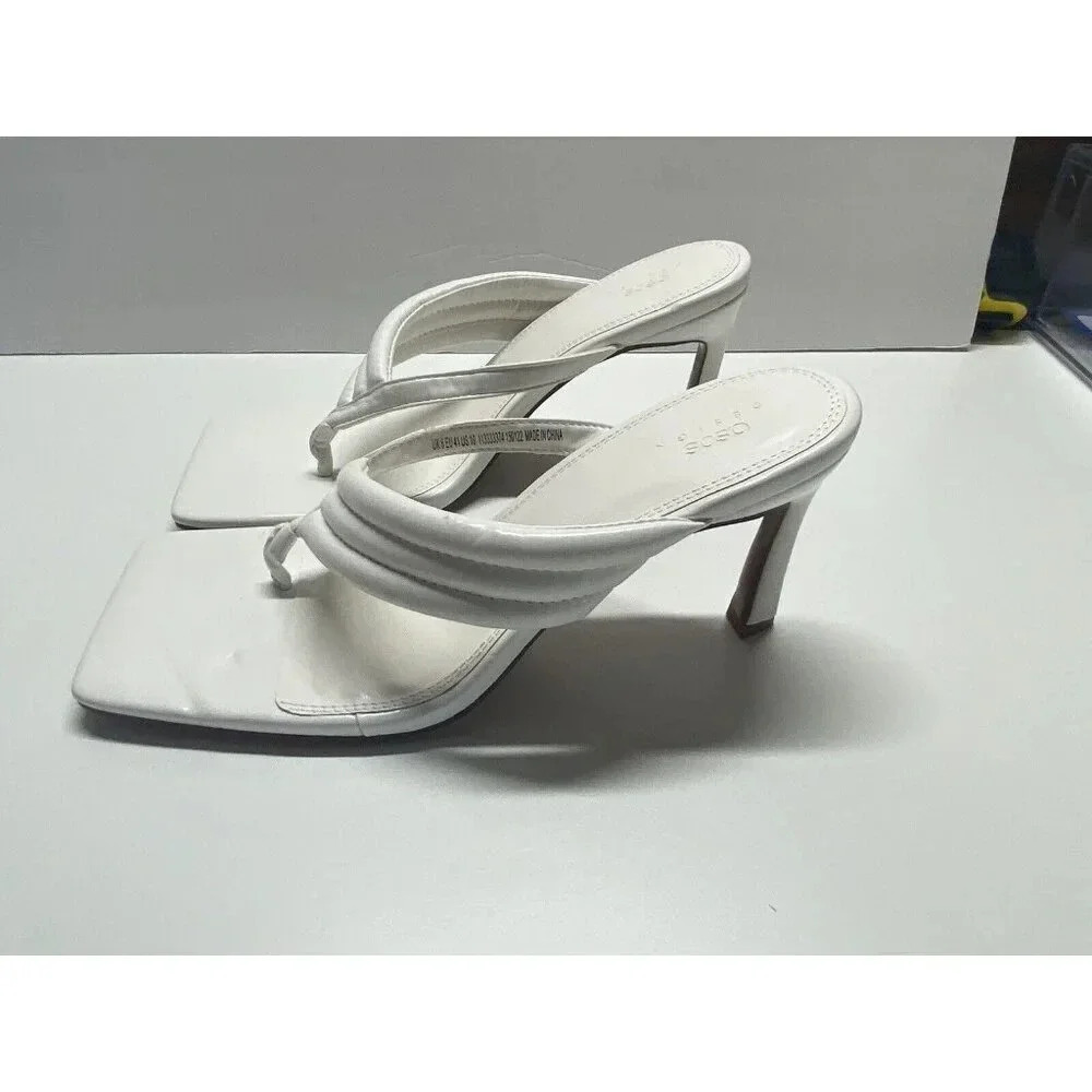 ASOS Designs Square Toe Heel Sandals White Size 10 - New